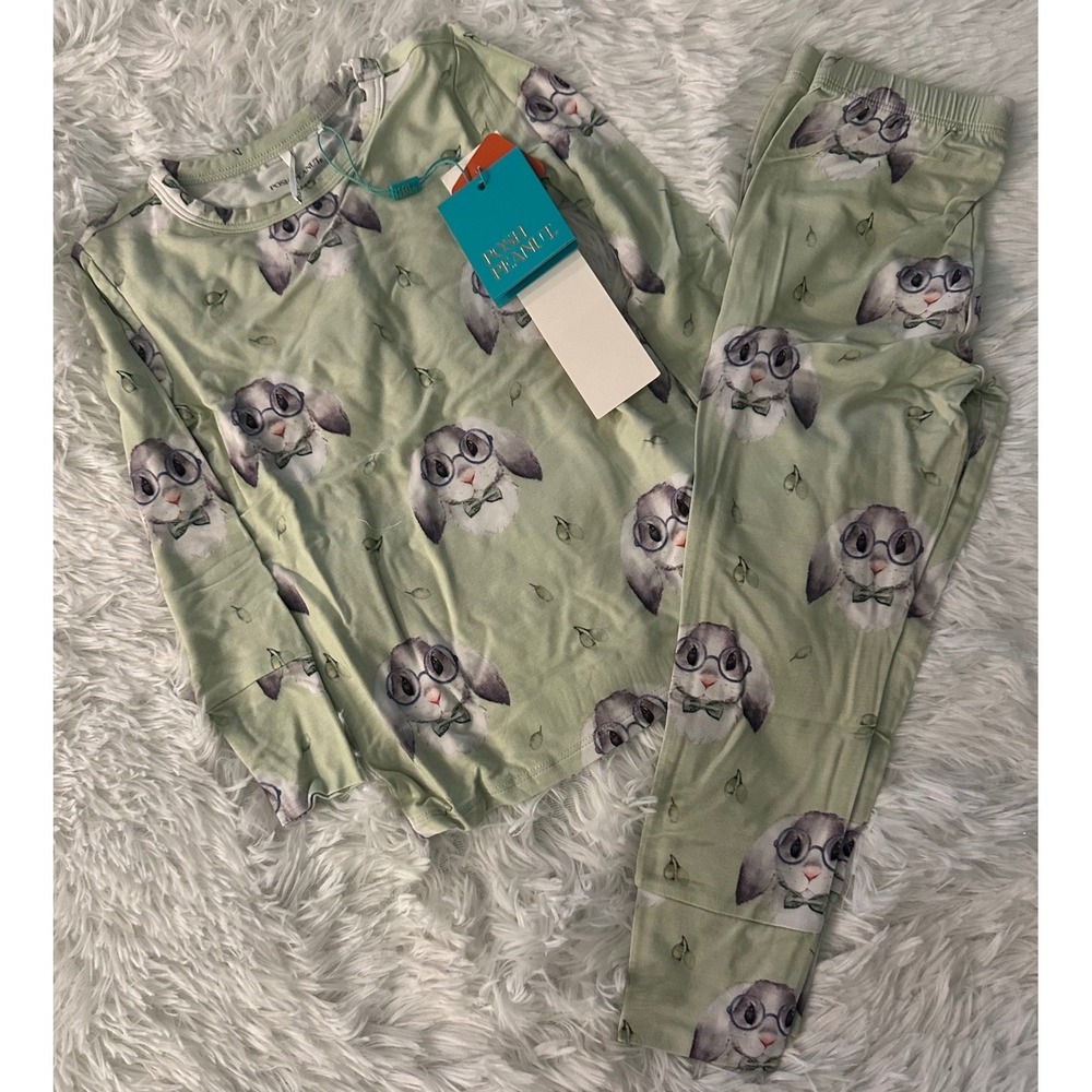 NWT Posh Peanut Benny‎ Easter Bunny 2pc Bamboo Pjs Pajamas 3T/4T